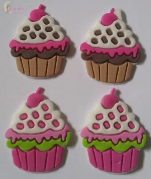 Apliques Cupcakes de borracha - pct c/8 unidades