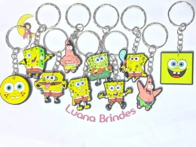 Chaveiro Bob Esponja 3cm Emborrachado Pacote com 10 Unidades