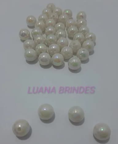 Pérola ABS Irisada Cor Creme - 8mm - pct c/100 unidades
