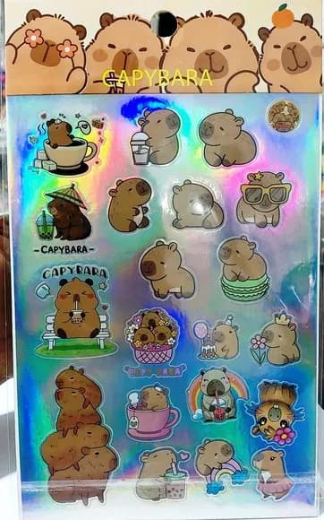 Adesivo Capivara Autocolantes Vinílicos Pacote com 1 Cartela