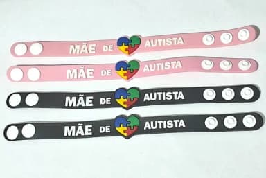 Pulseira Mãe de Autista 22cm Emborrachado - 3 Unidades