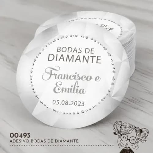 Adesivo Redondo Bodas de Diamante - 00493