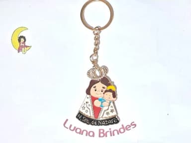 Chaveiro N.sra de Nazaré Dourado C/strass Pacote C/2 Unidade