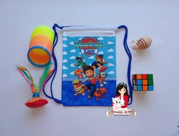 Mochila Brinquedos Retrô Tema Patrulha Canina Azul