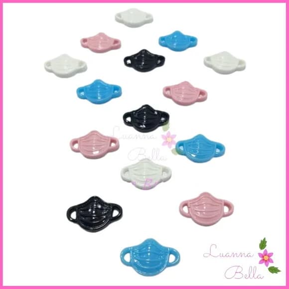 Aplique Mini Máscaras acrílico varias cores - Pct c/12 unds