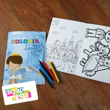 Revista Colorir + Giz de Cera Festa Príncipe