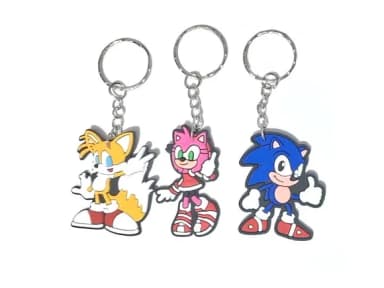 Chaveiro Turma do Sonic Emborrachado Pacote com 6 Unidades