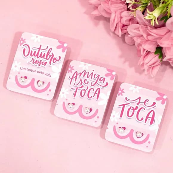 Tag para Brinco Outubro Rosa - Não Acompanha Brinco