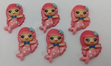 Aplique Sereia Pink em Resina de 3,3cm - 5 Unidades