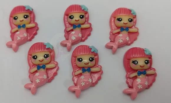 Aplique Sereia Pink em Resina de 3,3cm - 5 Unidades