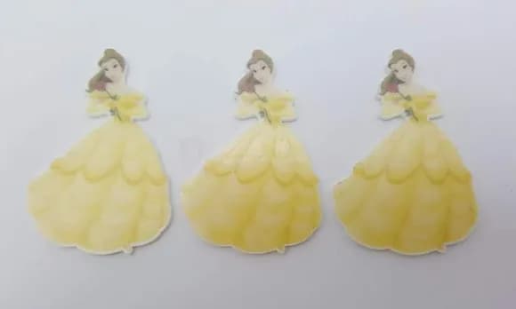 Aplique da Princesa Bela em Acrílico Uv com 5cm