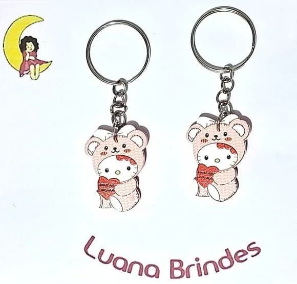 Chaveiro Hello Kitty Acrílico 3,2cm Pacote com 6 Unidades