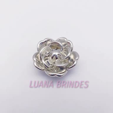 Flor Prata De Abs Com Furo Passante - Pacote C/ 10 Unidades