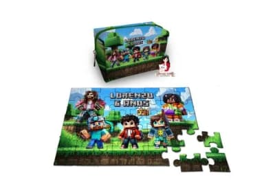 Necessaire Box com Quebra Cabeças Minecraft Filme
