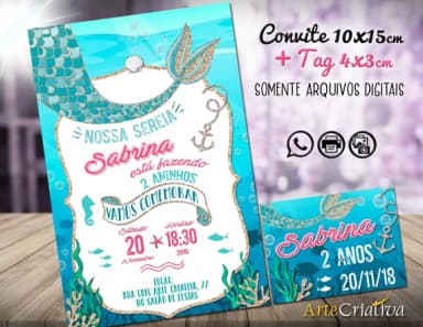 CONVITE DIGITAL C/TAG Sereia 6