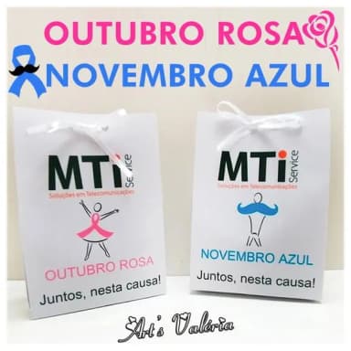 Saquinho De Papel Outubro Rosa E Novembro Azul