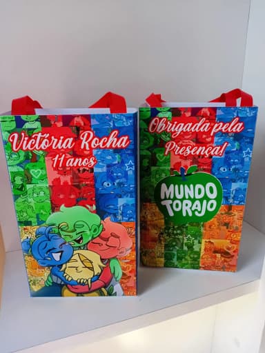 Sacolinhas Personalizadas Mundo Torajo para Lembrancinhas