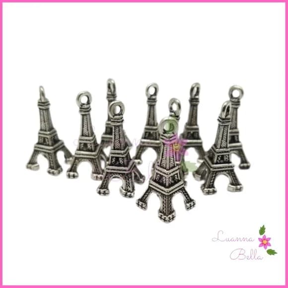 Pingente de Metal Prata Envelhecida Torre Eiffel - Pct c/13
