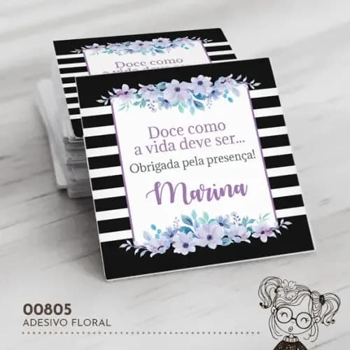 Adesivo Quadrado Floral - 00805