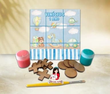 Jogo da Velha com Tinta Personalizado Brinquedos Aquarela