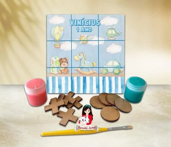 Jogo da Velha com Tinta Personalizado Brinquedos Aquarela