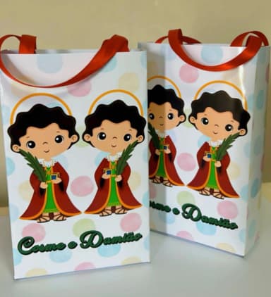 Sacolinhas Personalizadas Cosme e Damião Lembrancinhas