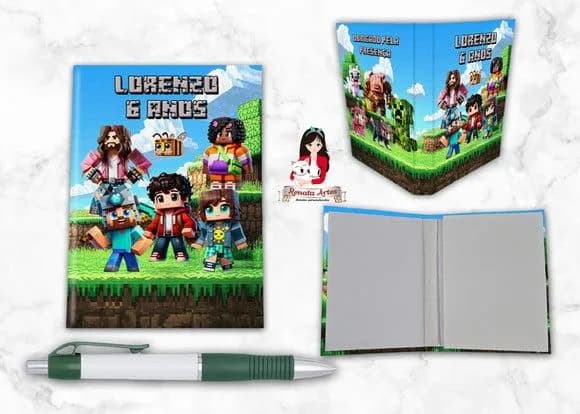 Bloquinho com Caneta Minecraft Filme