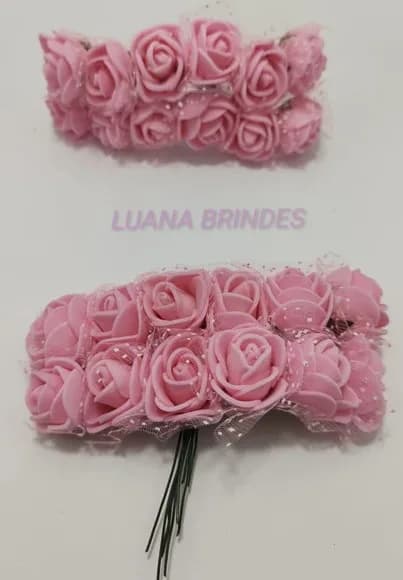 Buquês Flores de EVA Rosa Bebê 2 Unidades com 12 Flores Cada