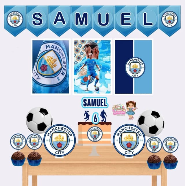 Kit Festa Só Um Bolinho MANCHESTER CITY - Decoração de Festa