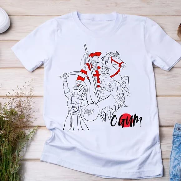 Camiseta Ogum São Jorge Orixá Umbanda Candomblé Fé Proteção