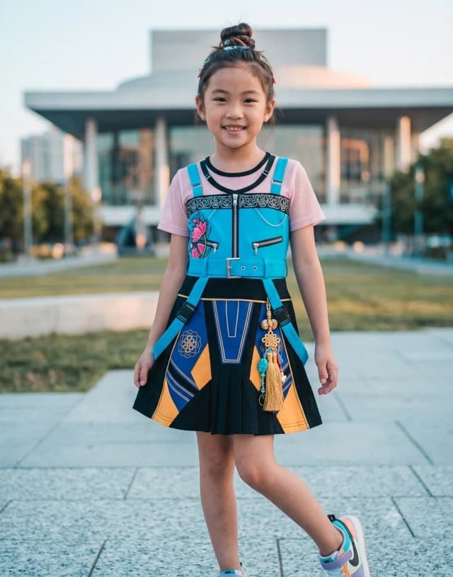 Vestido Infantil K-Pop Estilo Cyberpunk Streetwear - Estampa "Zoey" | Atelier Lamparina