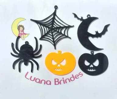 Pingente Halloween 3cm Acrílico Pacote com 5 Unidades