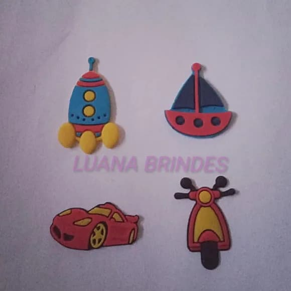 Aplique Emborrachado de Veículos Variados - pct c/8 unidades