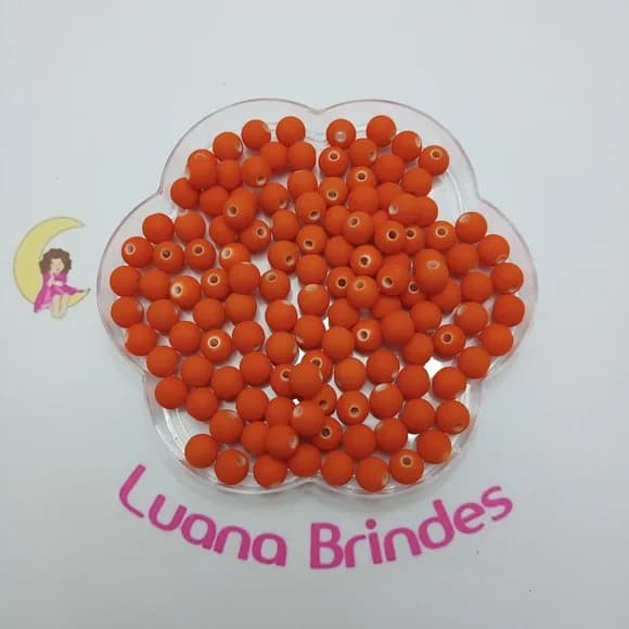 Bolinha Emborrachada Laranja 8mm Pct 100 Unidades