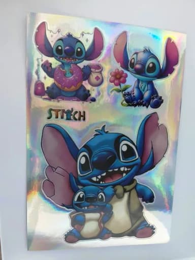 Adesivo Stitch Autocolantes Vinílicos Pacote com 1 Cartela
