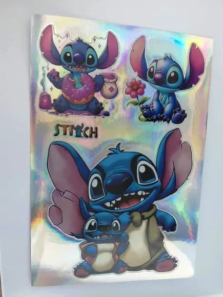 Adesivo Stitch Autocolantes Vinílicos Pacote com 1 Cartela