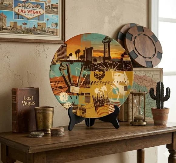 Prato Decorativo Porcelana - Las Vegas: Vintage e Cassinos