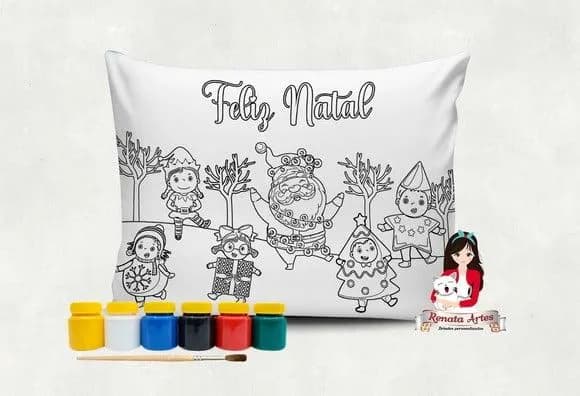 Almofada com Tinta para Colorir Natal 2