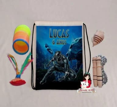 Mochila Boa Infância Tema Pantera Negra