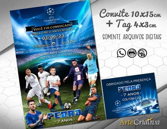 Convite Digital C/tag Futebol Champions Uefa 3
