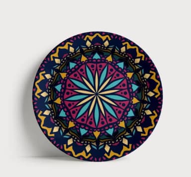 Prato Decorativo Mandala Noturna Vibrante 21cm Porcelana