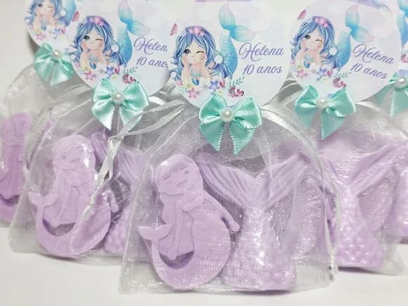 Lembrancinha Tema Sereia, Kit Sabonetes Sereia com Cauda