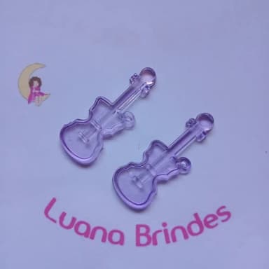 Guitarra Pingente Lilás de Acrilico 5cm Pct 16 Unidades