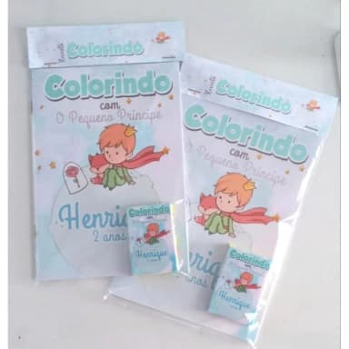 kit Colorir Revista e Giz de cera Personalizado do Pequeno Principe