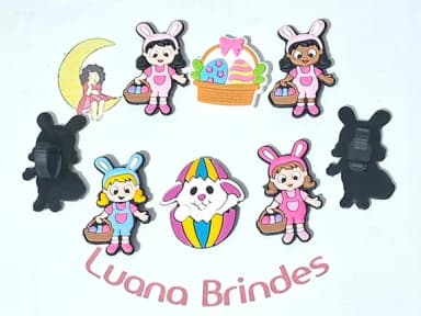 Pins para Calçado Pascoa Emborrachado Pacote com 6 Unidades