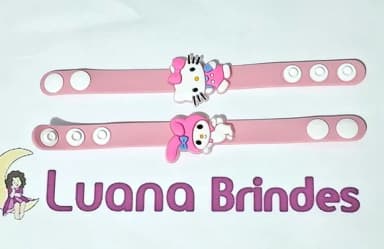 Pulseira Hello Kitty e Melody Emborrachado Pcts com 3 Peças