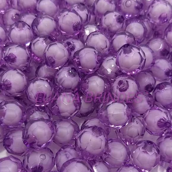 Bolinhas Acrílica Roxa Facetada -10mm - pct c/100 unidades