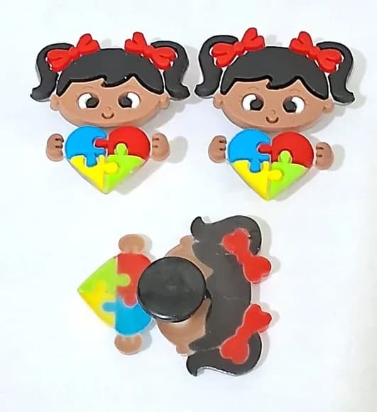 Pins P/crocs Menina Símbolo Autismo - 6 Peças