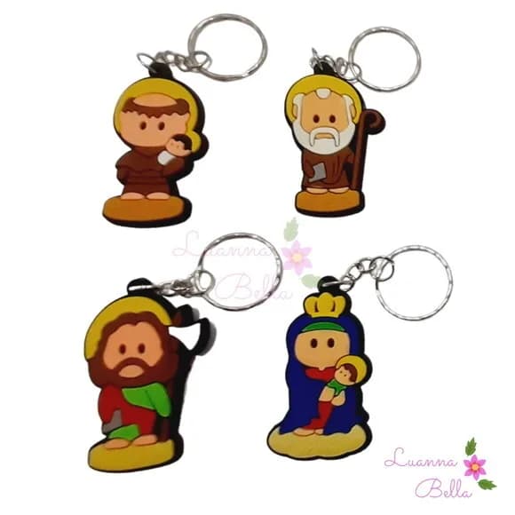 Kit Chaveiros em Apliques Emborrachados Religioso-pct c/4und