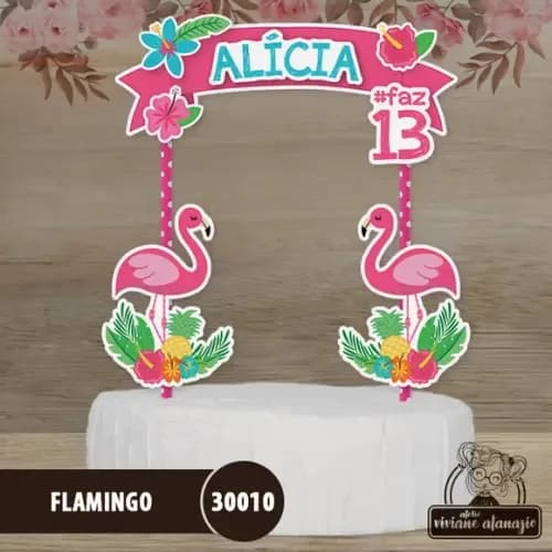 Topo de Bolo Flamingo - 30010